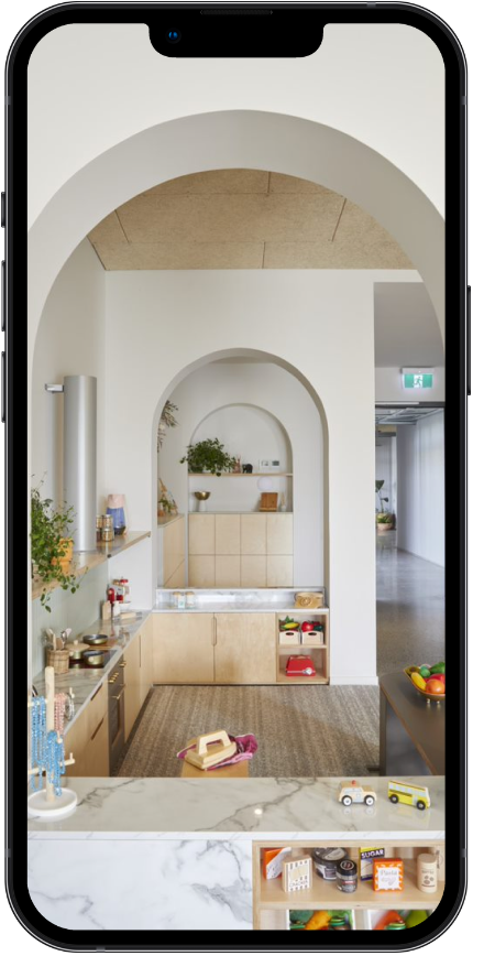 iPhone containing a modern centre child's play kitchen